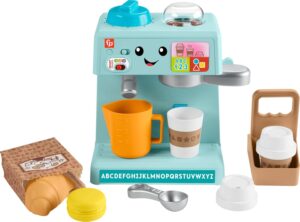 Fisher-Price Toddler Toy Laugh & Learn Learn & Serve Coffee Cafe Playset with Smart Stages & 10 Pretend Play Pieces for Ages 18+ Months