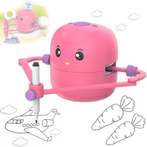 Kids Robot Interactive Educational Drawing Robot for Kids，Interactive Educational Drawing Robot for Kids- Montessori Learning Toy with 100 Word Cards, Voice Interaction,Ages 5+， (Pink)