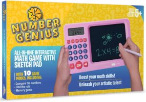 CoolToys Number Genius – Interactive Electronic Math Game with Sketch Pad – Educational Math Learning Games for Kids: Addition, Subtraction, Multiplication, Division, Number Comparison & Logic – Pink