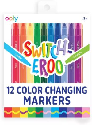 Ooly 12 Pack Switch-eroo Color Changing Markers for School, 12 Colored Markers for Kids, Double Ended Thin Markers, Great Back to School Gifts for Kids