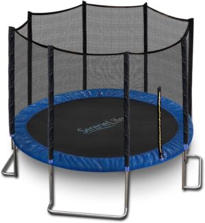 SereneLife 8/10/12 FT Outdoor Recreational Backyard Stable, Strong Heavy Duty Trampoline with Safety Enclosure Net, AntiRust Coating, Kids and Adults, Spring Cover Padding