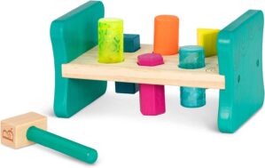 B. toys – Wooden Shape Sorter – Pounding Bench For Shape Sorting – 6 Pegs & Toy Hammer – Classic Toys For Toddlers, Kids – 2 Years + – Colorful Pound & Play