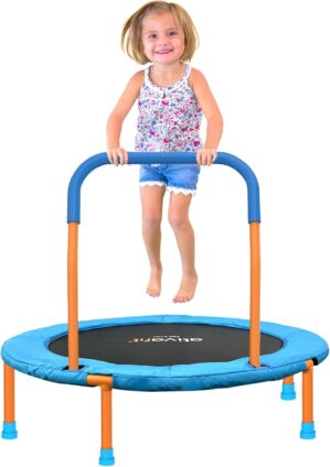 Ativafit 36inch Mini Toddler Trampoline for Kids Ages 1-6 Indoor Outdoor Folding Small Rebounder Trampoline with Foam Handle Safety Padded Cover Fun for Kids