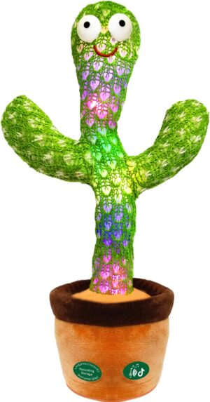 [Update Volume Adjustable] Talking Cactus Toy Mimics Back, Gift Package Repeat Talking Cactus Plush Toys – Talking Sing+Repeat+Dancing+Recording+Rainbow Led Cactus Toy(15 Second Recording)