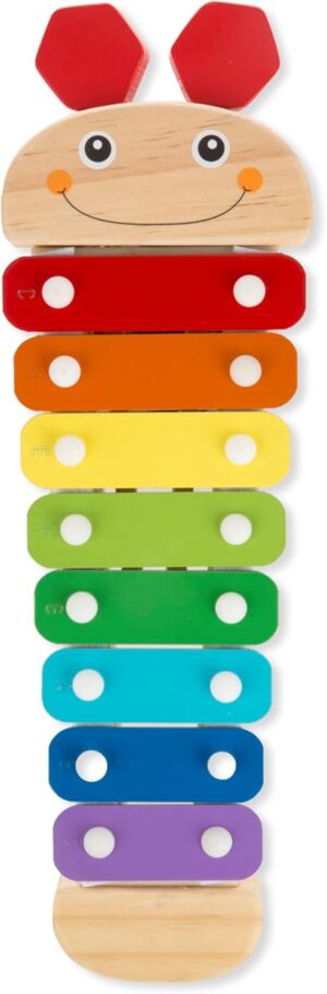 Melissa & Doug Caterpillar Xylophone Musical Toy With Wooden Mallets 15.25″ x 6.5″ x 1.5 – For Toddlers,Ages 3+,Blue