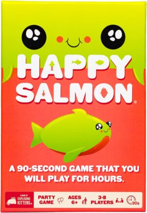 Happy Salmon by Exploding Kittens – 3-8 Players – Ages 6+ – 90 Second Rounds – Easy to Learn Quick Matching Card Game – Party Game, Family Game Night, Kid and Adult Card Game