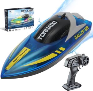 Newest 10 LED Lights RC Boat, Fast Motorized Speedboat for Kids & Pools, Water Racer, Perfect for Speed Boat Racing & Remote Control Adventures
