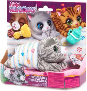 furReal Newborns Kitty Interactive Pet, Small Plush Stuffed Animal Cat with Sounds and Movement, Kids Toys for Ages 4 Up by Just Play
