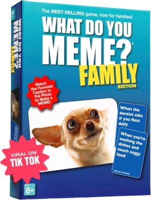 WHAT DO YOU MEME? Family Edition by Relatable, Kids Games for Kids 8+, Family Games for Kids and Adults, The TikTok Viral Sensation, Includes 300 Caption Cards, 65 Photo Cards, and Game Instructions