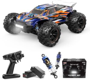 HYPER GO H16DR 1:16 Scale Ready to Run Fast Remote Control Car, High Speed Jump RC Monster Truck, Off Road RC Cars, 4WD All Terrain RTR RC Truck with 2 LiPo Batteries for Boys and Adults
