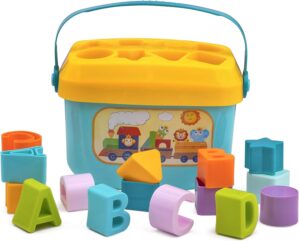 Playkidz Shape Sorter Baby and Toddler Toy, ABC and Shape Pieces, Sorting Shape Game, Developmental Toy for Children 18 Months+