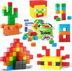 48PCS Magnetic Blocks for Toddlers Toys, Large Magnetic Cube Toys for Sensory STEM Education Preschool Magnet Toys for 3 4 5 6 Year Old Boys and Girls, Compatile with Mine Magnet World