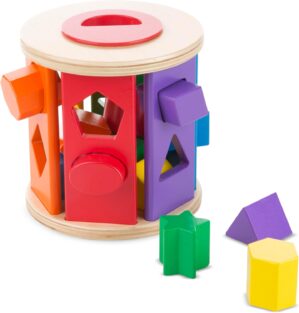 Melissa & Doug Match and Roll Shape Sorter – Classic Wooden Toy