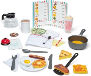 Melissa & Doug Star Diner Restaurant Play Set (41 pcs) – Pretend Play Food, Restaurant Toy Set With Cookware, Utensils For Kids, Diner Playset for Kids And Toddlers, Ages 3+