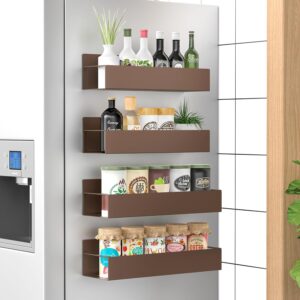 4 Pack Magnetic Spice Storage Rack Organizer for Refrigerator and Oven, Bronze Fridge Organizers and Storage