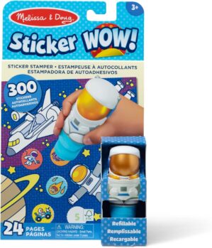 Melissa & Doug Sticker WOW!™ 24-Page Activity Pad and Sticker Stamper, 300 Stickers, Arts and Crafts Fidget Toy Collectible Character – Astronaut – FSC Certified
