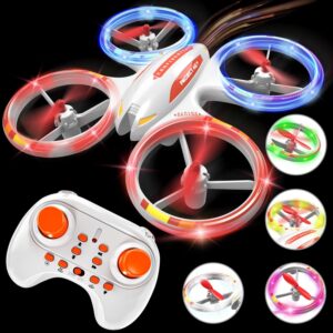 Mini Drone for Kids 4-6-8-10-12, RC Drone Quadcopter Outdoor Toys with Colorful Led, One Key Take Off-Landing, Headless Mode, 360° Flip for Boys Beginners, Birthday Christmas Gift for Boys