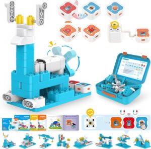 WhalesBot A3 Coding Robot for Kids, Multiple Sensors Coding Block STEM Building Set, 12 in 1 Story Based Tutorial, STEM Toys for Kids 3+ Years, Gift Choice for Children