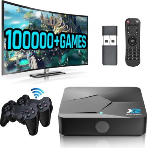Kinhank Super Console X2 Retro Game Console Built-in 100000+ Games, Android 9.0/Emuelec 4.5 Game System, S905X2 Chip, 4K UHD Output,2.4G/5G, BT 5.0