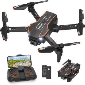 AVIALOGIC Mini Drone with Camera for Kids, Remote Control Helicopter Toys Gifts for Boys Girls, FPV RC Quadcopter with 1080P HD Live Video Camera, Altitude Hold, Gravity Control, 2 Batteries, Black