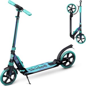 Skidee Scooter for Adults and Teens – Adjustable Height, Kids Scooter, Folding Scooter, Large Sturdy Wheels for Smooth Ride, Lightweight, Durable, Anti-Shock Suspension, Outdoor Toys, up to 220 lbs