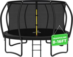 Trampoline 8FT 10FT 12FT 14FT 16FT, Recreational Trampolines with Enclosure Net and Ladder, Outdoor Anti-Rust Trampolines for Kids and Adults, ASTM Approved
