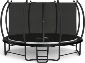 BCAN Trampoline 8FT 10FT 12FT 14FT 15FT 16FT Recreational Trampoline with Enclosure for Kids Adults, ASTM Approved, Outdoor Trampoline with Wind Stakes and Ladder for Kids Apex Series