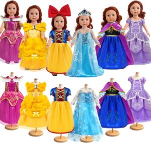 18 inch Doll Clothes Accessories – 6Pcs Different Princess Costume Dress