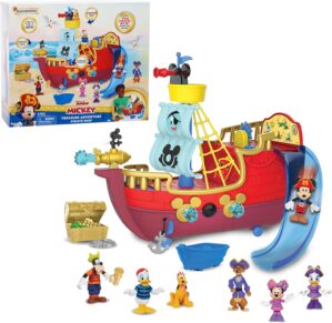 Disney Junior Mickey Mouse Funhouse Treasure Adventure Pirate Ship with Bonus Figures, 18-piece Toy Figures and Playset, Officially Licensed Kids Toys for Ages 3 Up, Amazon Exclusive