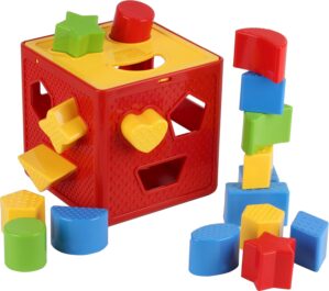 Play22 Baby Blocks Shape Sorter Toy – Childrens Blocks includes 18 Shapes – Learning Color Recognition – Colorful Sorter Cube Box – My First Baby Toys – Toys Gift for Boys & Girls