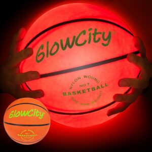 GlowCity Glow in The Dark Basketball for Teen Boy – Glowing Red Basket Ball, Light Up LED Toy for Night Ball Games – Sports Stuff & Gadgets for Kids Age 8 Years Old and Up. Great Gift for Boys & Girls