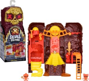 TREASURE X Lost Lands Skull Island Lava Tower Micro Playset, 15 Levels of Adventure. Survive The Traps and Discover 2 Micro Sized Action Figures. Will You Find Real Gold Dipped Treasure? Medium
