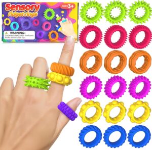 Fidget Toys Kids Sensory Rings: Fidget Ring Sensory Toys for Kids with Autism – Quiet Anxiety Fidgets for Classroom 18 Pack