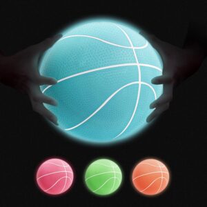 Glow in The Dark Mini Basketball with Pump(6″,4 Pack), Glowing Mini Basketball for Indoor Outdoor Hoop, Small Basketball Balls for Kids, Toddlers, Adults