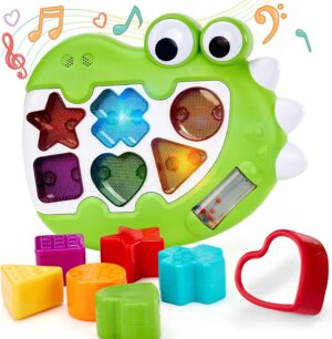 hahaland 1 Year Old Boy Toys – Light up Musical Shape Sorter – Toys for 1 Year Old Boy Birthday Gift – Montessori Learning Toddler Toys Age 1-2 – Baby Toys 12-18 Months