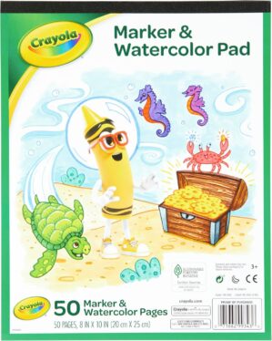Crayola Marker & Watercolor Pad, 50 Blank Coloring Pages, Painting Paper, Art Supplies for Kids, Gifts