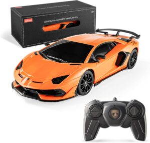 BEZGAR Remote Control Car Licensed RC Car, 1:24 Lambo Toy Car for Kids, Lambo Aventador SVJ Remote Control Model Car Electric Sport Racing Hobby Car for 3 4 5 Year Old Boy Birthday Gift (Orange)