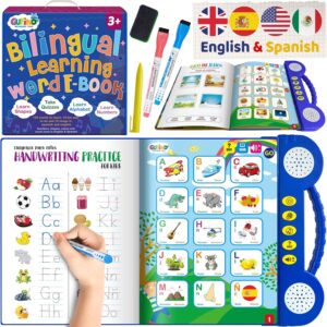 GUFINO Learning Toys for 4 Year Old – Fun and Interactive English & Spanish Workbook for Kids to Strengthen Cognitive Abilities & Boost Language Development – Alphabet Learning Toys for Quality Time