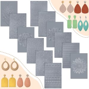 12 Pcs Polymer Clay Texture Sheets Boho Clay Texture Mat Works with Polymer Clay Cutter Embossing Polymer Clay Texture Roller DIY Clay Texture Tools for Clay Pottery Earring Jewelry Making