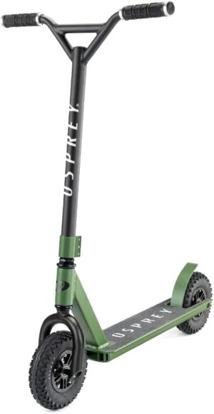 Osprey Dirt Scooter, All Terrain Trail Adult Scooter with Chunky Off Road Tyres, Black