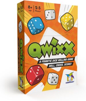 Qwixx: The frantic dice rolling game that everyone plays at once! For ages 8+, 2-5 players, from Gamewright