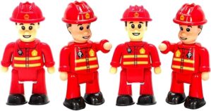 FUNERICA Toy Figures & Playsets – Fireman Action Figures for Kids – Firefighter Figurines – Little People Figures for Play, Fire Trucks, Fire Station Playsets – Mini People Community Helpers (4-Pack)