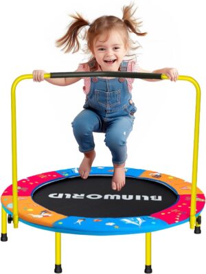 Height Adjustable Foldable Toddler Trampoline,Indoor Mini Trampoline for Kids, Small Rebounder Trampoline,Boys Girls Trampoline for Indoor and Outdoor Use