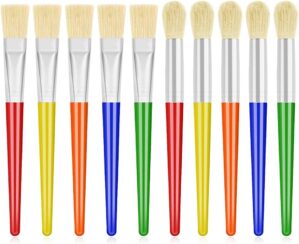 10Pcs Paint Brushes for Kids, Anezus Kids Paint Brushes Toddler Large Chubby Paint Brushes Round and Flat Preschool Paint Brushes for Washable Paint Acrylic Paint Assorted Colors