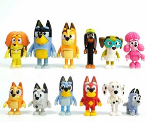 12 Pcs Wolfs-Bluey Figures Toys Playset, Wolves-Action Figurines Family and Friends Set