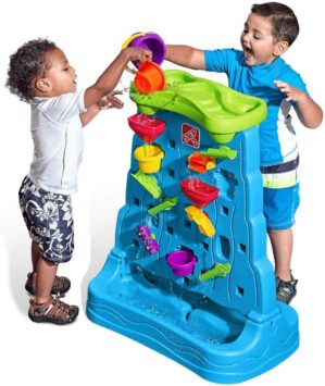Step2 Waterfall Discovery Wall, Kids Double-Sided Water and Sand Activity Sensory Table, Summer Outdoor Toys, 13 Piece Toy Accessories, For Toddlers 1.5+ Years Old