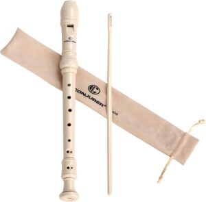 Soprano Recorder Instrument for Kids&Student – German Fingering 8 Hole Flute ABS Descant Recorders for Beginners with Cleaning Rod and Bag, Beige