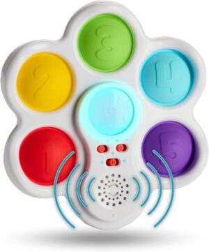 Chuckle & Roar – Pop It! and Learn – Educational and Electronic Popping Toy – Learn Numbers & Letters in Spanish or English – Great for Ages 6 Months to 2 Years