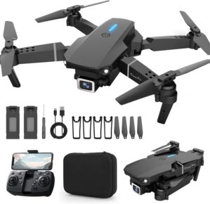 Mini Drone for Kids 8-12, with Camera 720p, Foldable Remote Control Quadcopter with Altitude Hold, Gestures Selfie, One Key Start, 2 Batteries, Toy Gifts for Boys Girls, E90