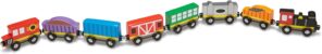 Melissa & Doug Wooden Magnetic Train Cars – 8 Piece Educational and Skill-Building Wooden Toy for Boys and Girls